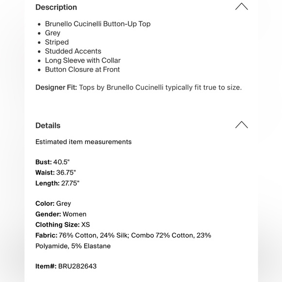 Brunello Cucinelli Button-Up Top XS - Picture 4 of 4